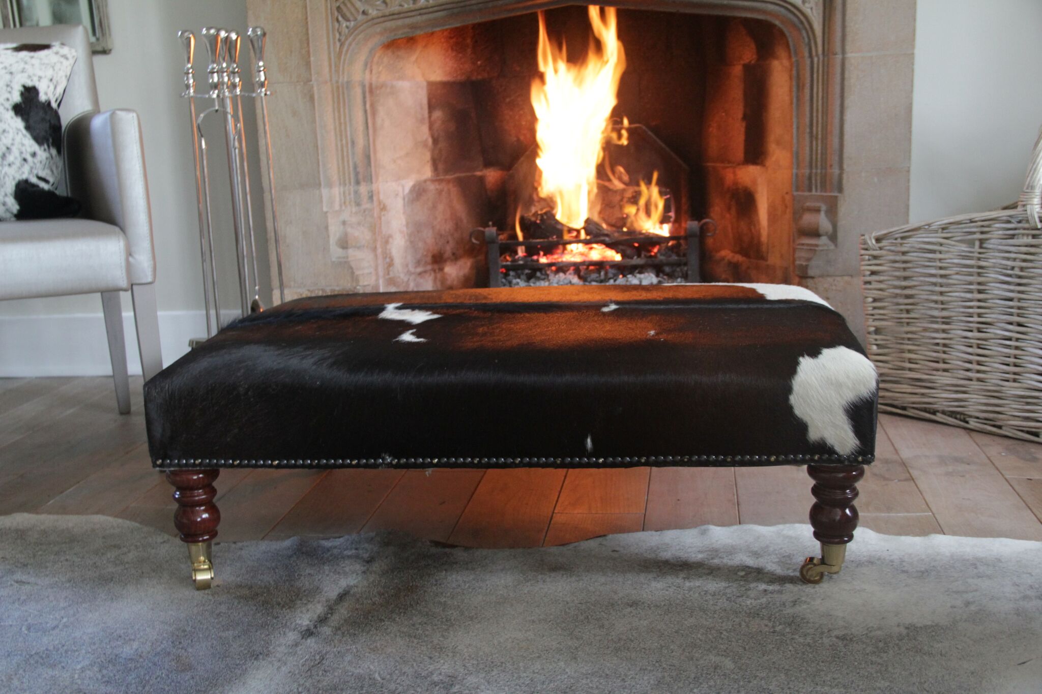 Cowhide footstool